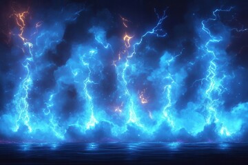 cartoonstyle lightning animation features dynamic frames of electric strikes and magical thunderbolts designed as game assets bursting with vibrant blue energy