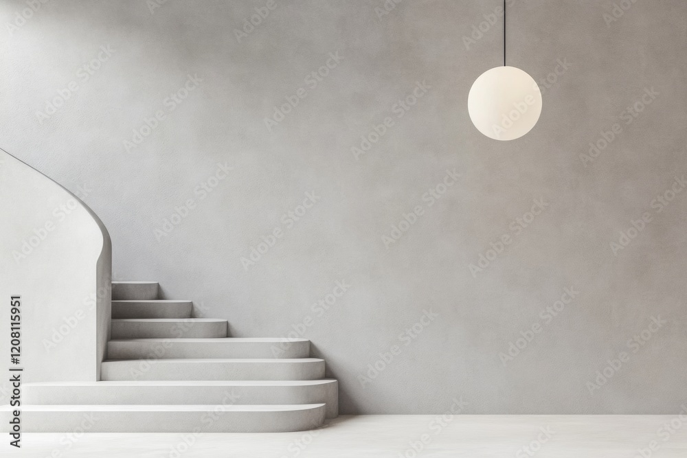 Aufkleber minimalist interior design sleek curved staircase with soft concrete texture in neutral hues - moder