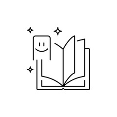 The Outline Open Book icon represents a physical or digital catalog.