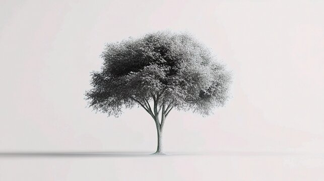 Realistic 3D Tree Model Isolated on White Background with Alpha Channel