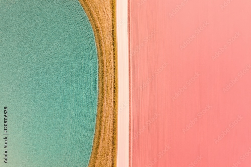 Poster elevated view of vibrant geometric farmland patterns - abstract aesthetic in aerial for sustainable 