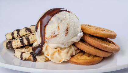 바닐라 아이스크림과 쿠키, 고소한 쿠키가 듬뿍 올려진 바닐라 아이스크림