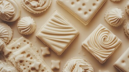 Assortment of Creamy Desserts with Swirls and Textures