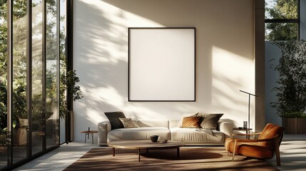 Fototapeta premium Modern Living Room with Minimalist Decor and Natural Light