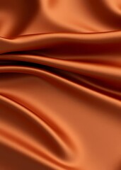 Fototapeta premium Luxurious copper satin fabric, Smooth flowing curves, Shimmering textile texture, Rich warm tones, Elegant drapery folds, Soft lighting, Abstract background, Sensual waves, Glossy surface, High-resolu