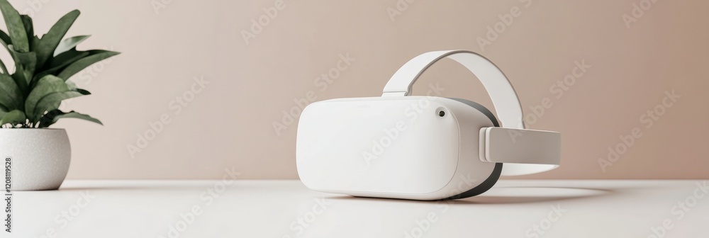 Aufkleber minimalist virtual reality experience sleek white headset with modern design for tech-savvy professi