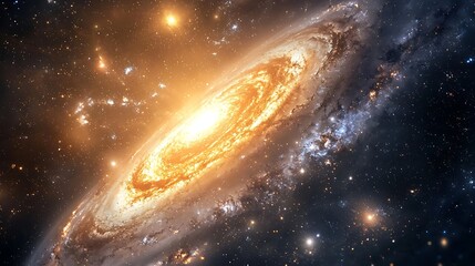 A spiral galaxy with a bright yellow center