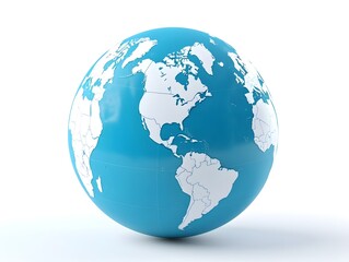 Animated 3D World Globe in Blue Shades on White Background