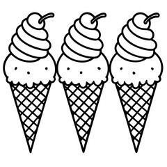 Stylish Ice Cream Line Art Set