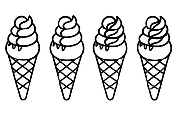 Stylish Ice Cream Line Art Set