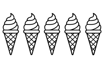 Stylish Ice Cream Line Art Set