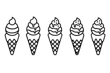 Stylish Ice Cream Line Art Set