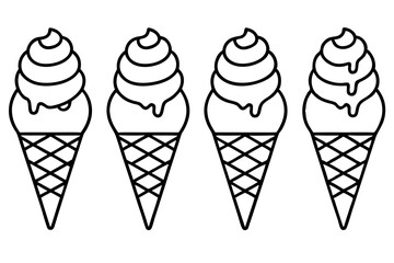 Stylish Ice Cream Line Art Set