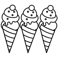 Stylish Ice Cream Line Art Set