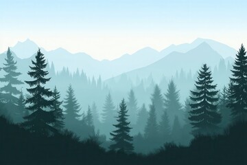Fototapeta premium Serene evergreen pine forest landscape showcasing lush greenery and bright sky for nature enthusiasts and outdoor lovers