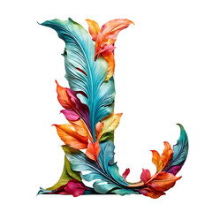 Letter L Composed of Colorful Leaves Transparent PNG 