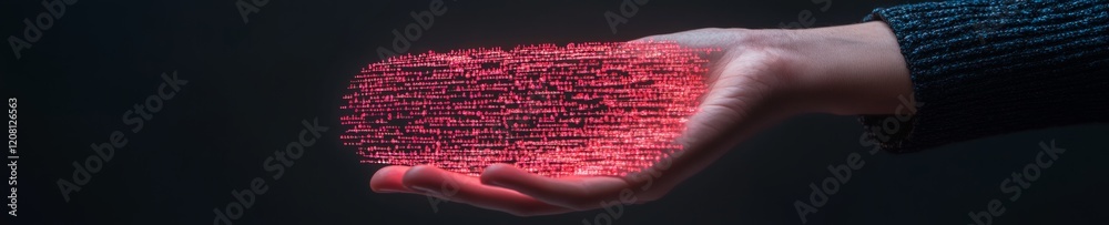 Poster Futuristic Digital Innovation Hand-Held Glowing Tech Chart Display - Data-Driven Business Solutions in Tech Industry for Strategic Insights and Decision-Making