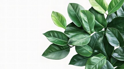 Lush Green Leaves of Ornamental Tree Isolated on White Background