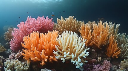 Vibrant coral reef showcasing diverse colorful corals