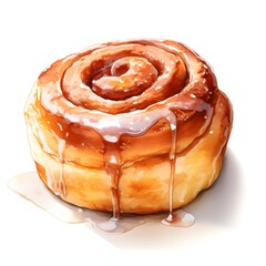 Fototapeta premium Cinnamon Bun clipart. Watercolor illustration. Illustrative clipart collection illustration