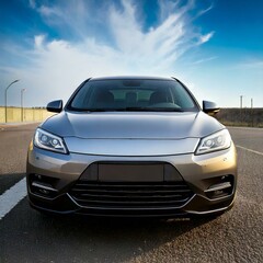 Front View of a Generic and Brandless Modern Car: Sleek Design for Conceptual Automotive Projects