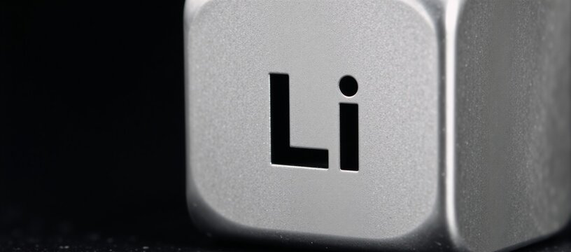 Lithium symbol on lithium block Chemical symbol Li