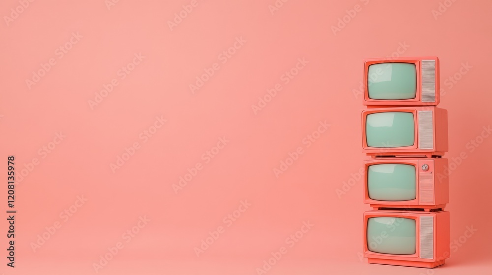 Aufkleber retro innovation visual display vintage pink televisions with vibrant festive designs - nostalgic me