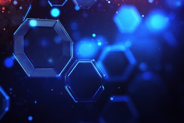 Futuristic 3D Hexagon Design with Illuminated Blue Technology and Sleek Geometric Patterns for Modern Abstract Visuals