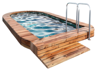 PNG  Wooden above-ground pool with ladder