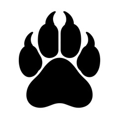 One black panther paw print silhouette icon vector illustration design.