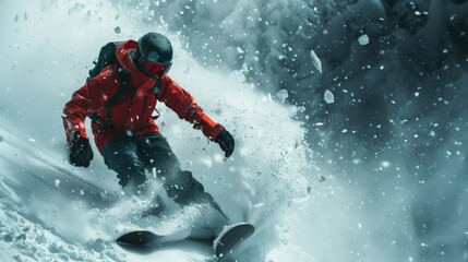 Adrenaline Rush: A Skier's Descent Through Powder Snow