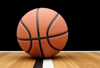 Fototapeta premium basketball ball on wood