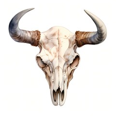 Cow Skull clipart. Creative generative watercolor illustration. Detailed illustration