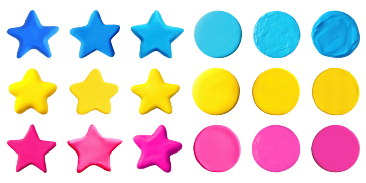 PNG Colorful clay shapes variety, element set on transparent background - Powered by Adobe