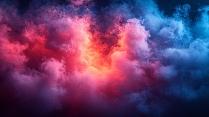 Surreal glowing clouds in vibrant blue and red tones