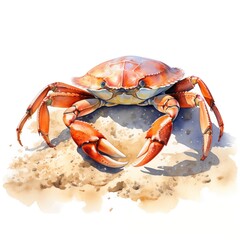 Crab clipart. Isolated watercolor element illustration. Detailed illustration