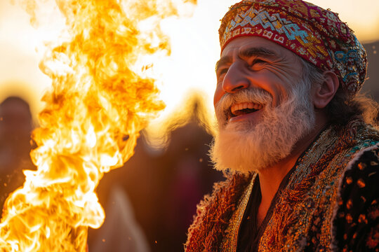 Celebrate Kurdish Newroz with fire jumping and joyous festivities at sunset