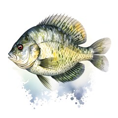 Naklejka premium Crappie clipart. Ai watercolor art illustration. Detailed illustration