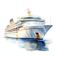 Naklejka premium Cruise Ship clipart. Ai watercolor art illustration. Detailed illustration