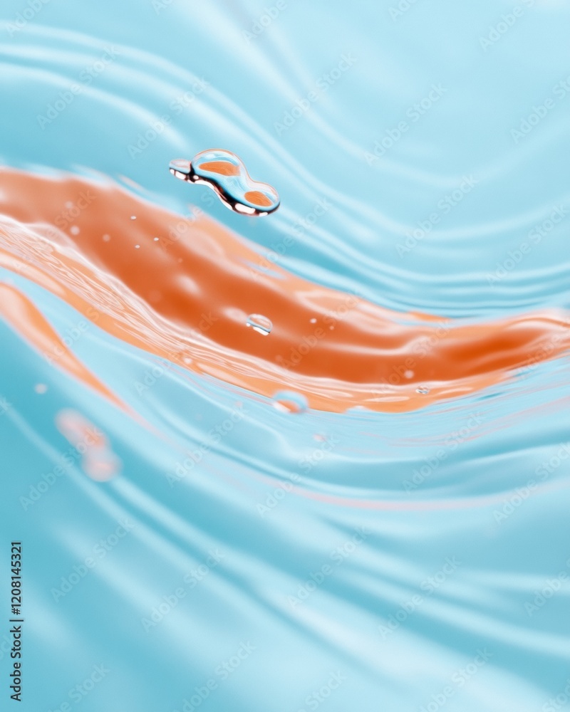 Poster contemporary fluid dynamics macro water droplets on vibrant surface for sustainable design and digit