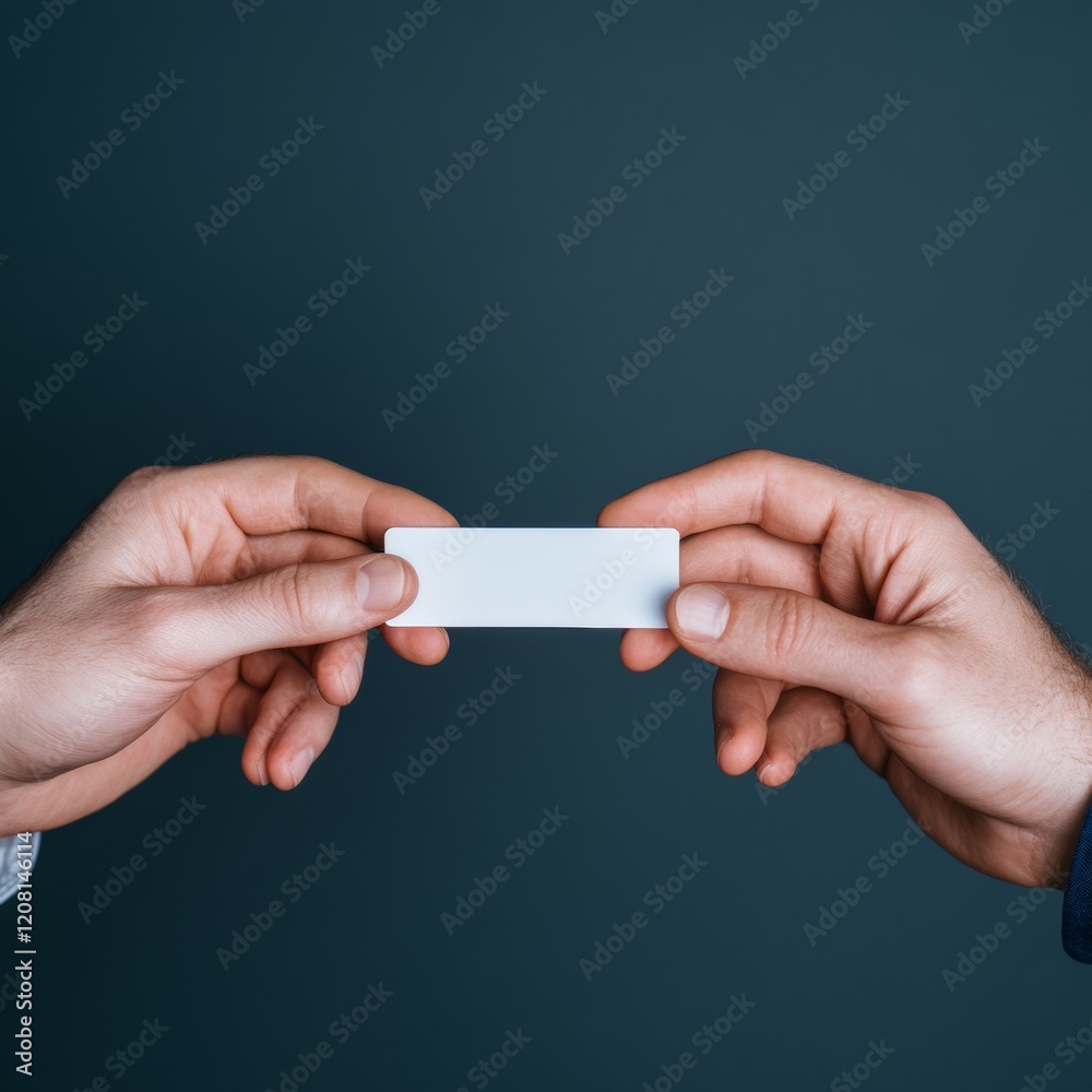 Poster modern networking digital business card exchange on smartphones in contemporary office - enhancing c