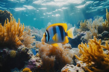 Fototapeta premium explore magical underwater world filled with vibrant coral reefs and exotic marine life capturing serene beauty and