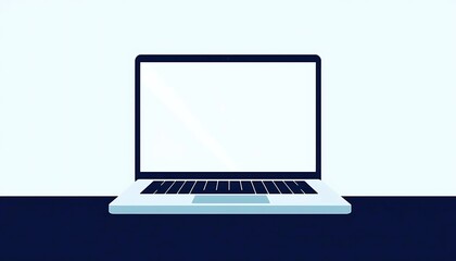 Blank Laptop Screen Mockup on Desk Background