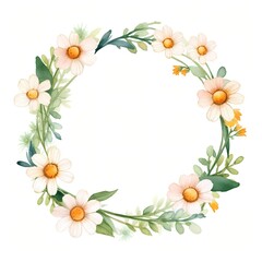 Obraz premium Daisy Flower Frame clipart. Watercolor illustration. Watercolor-style digital design illustration