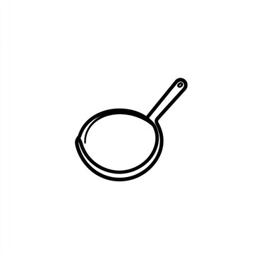 recommend clip art: Single black outlined frying pan, blank background, for cooking, recipes, or culinary use