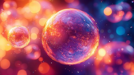 Surreal glowing orbs in a colorful dreamy setting