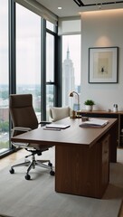A stylish workplace environment featuring contemporary design elements