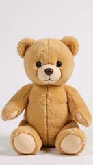 Obraz premium Adorable teddy bear style animal doll exudes timeless charm against white backdrop