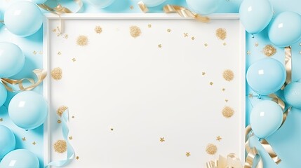 Sky Blue Balloons Themed Party Backdrop