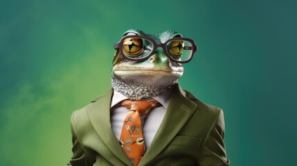 The Fashion-Forward Frog on a Minty Stage